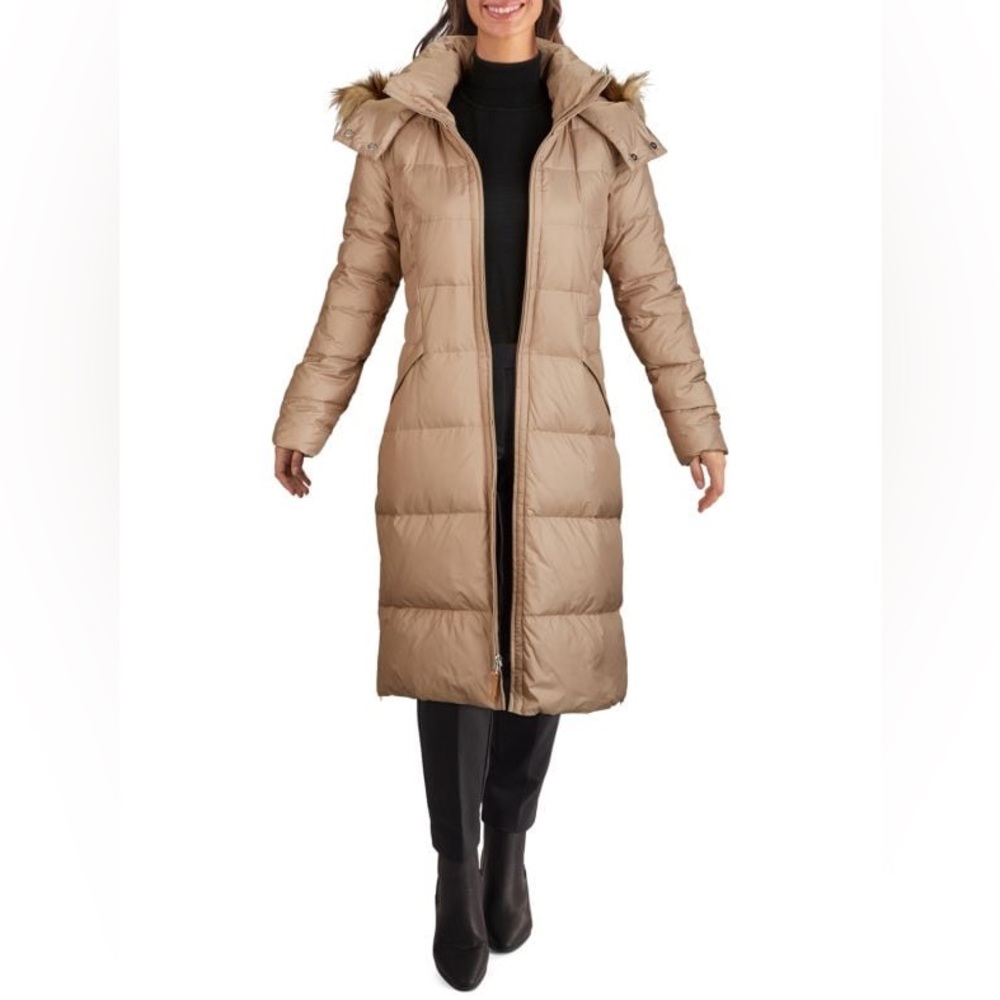 🔥SOLD🔥COLE HAAN Faux Fur-Trim Down Puffer Coat